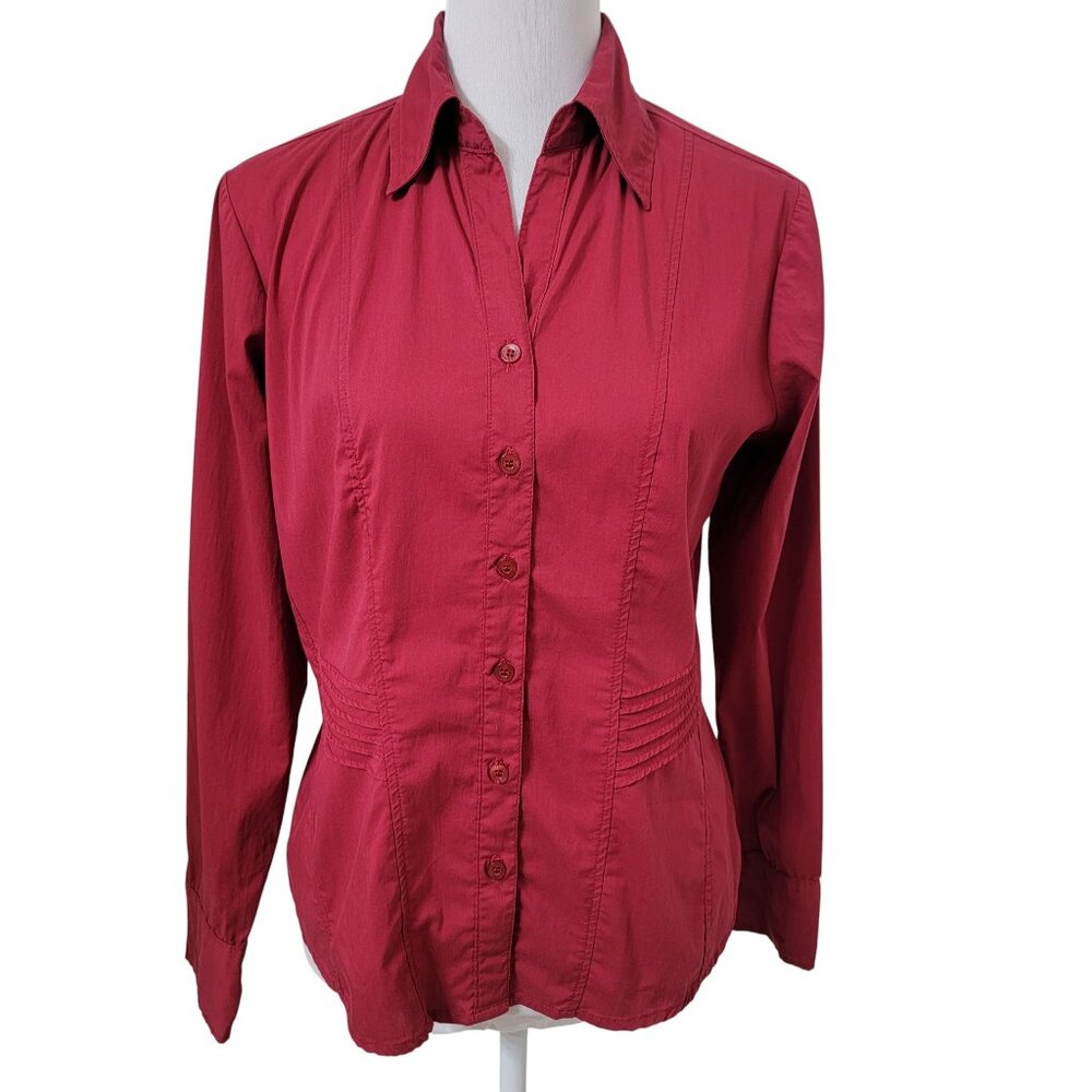 Antilla Femme Stretch Size S Burgundy/Wine Colored Button Down Shirt
